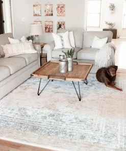 Well Woven Melange Blue Vintage Modern Rug