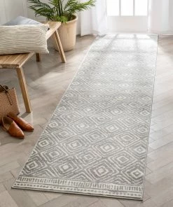 Well Woven Dalton Moroccan Trellis Pattern Grey Distressed Rug