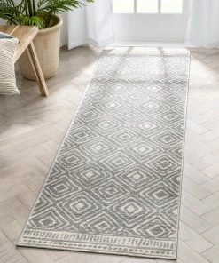 Well Woven Dalton Moroccan Trellis Pattern Grey Distressed Rug