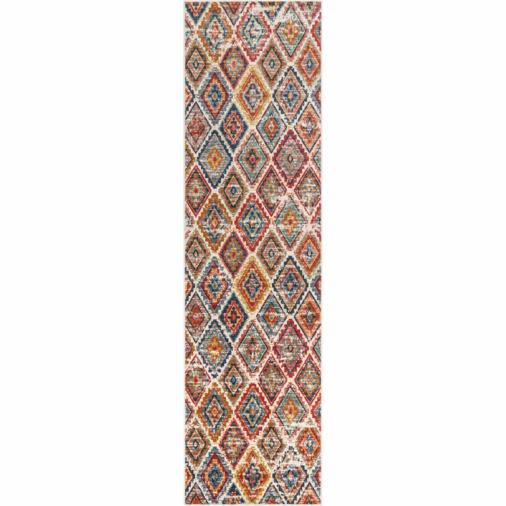 Well Woven Global Meridian Southwestern Diamond Pattern Blue Red Distressed Rug 12 Well Woven Global Meridian Southwestern Diamond Pattern Blue Red Distressed Rug