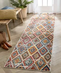 Well Woven Global Meridian Southwestern Diamond Pattern Blue Red Distressed Rug 25 Well Woven Global Meridian Southwestern Diamond Pattern Blue Red Distressed Rug