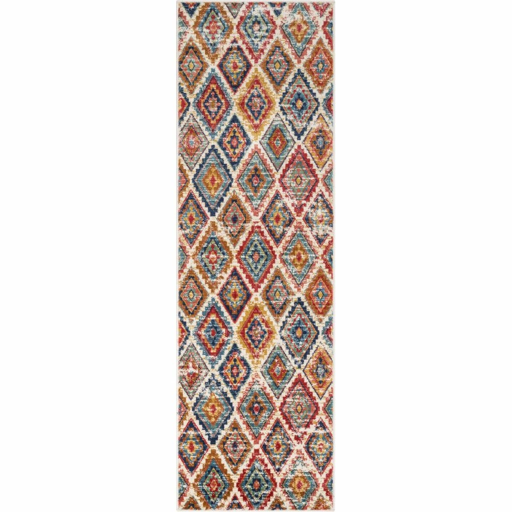 Well Woven Global Meridian Southwestern Diamond Pattern Blue Red Distressed Rug 10 Well Woven Global Meridian Southwestern Diamond Pattern Blue Red Distressed Rug