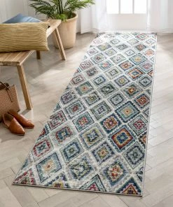Well Woven Meridian Southwestern Diamond Pattern Grey Blue Distressed Rug Global 25 Well Woven Meridian Southwestern Diamond Pattern Grey Blue Distressed Rug Global