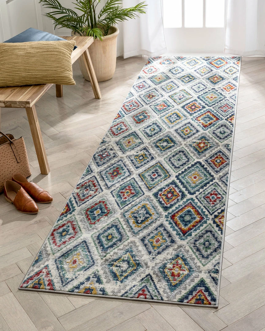 Well Woven Meridian Southwestern Diamond Pattern Grey Blue Distressed Rug Global 13 Well Woven Meridian Southwestern Diamond Pattern Grey Blue Distressed Rug Global