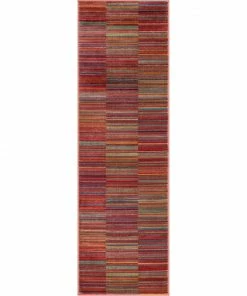 Well Woven Nampa Tribal Stripes Geometric Pattern Red Distressed Rug