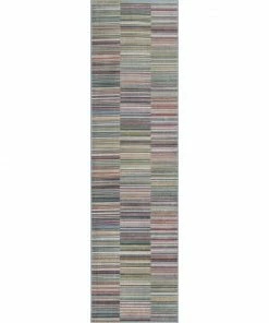 Well Woven Global Nampa Tribal Stripes Geometric Pattern Green Blue Distressed Rug