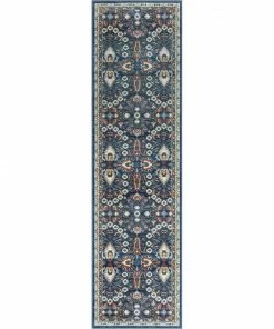 Well Woven Caldwell Floral Oriental Pattern Blue Distressed Rug