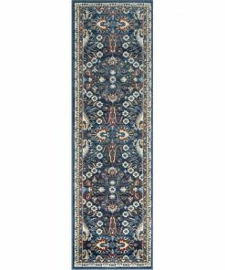 Well Woven Caldwell Floral Oriental Pattern Blue Distressed Rug