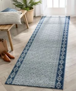 Well Woven Aberdeen Tribal Diamond Pattern Blue Distressed Rug Global