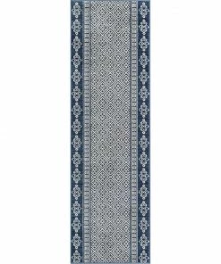 Well Woven Aberdeen Tribal Diamond Pattern Blue Distressed Rug Global