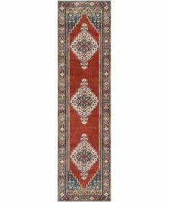 Well Woven Ucon Southwestern Medallion Pattern Blue Red Distressed Rug Global