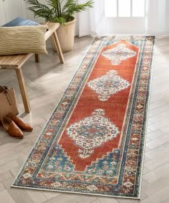 Well Woven Ucon Southwestern Medallion Pattern Blue Red Distressed Rug Global