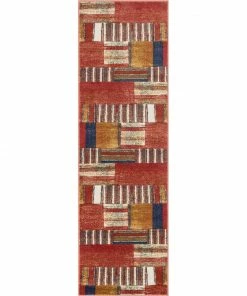 Well Woven Hauser Tribal Patchwork Red Ivory Distressed Rug