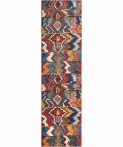 Well Woven Basalt Moroccan Geometric Waves Blue Red Distressed Rug Global 24 Well Woven Basalt Moroccan Geometric Waves Blue Red Distressed Rug Global