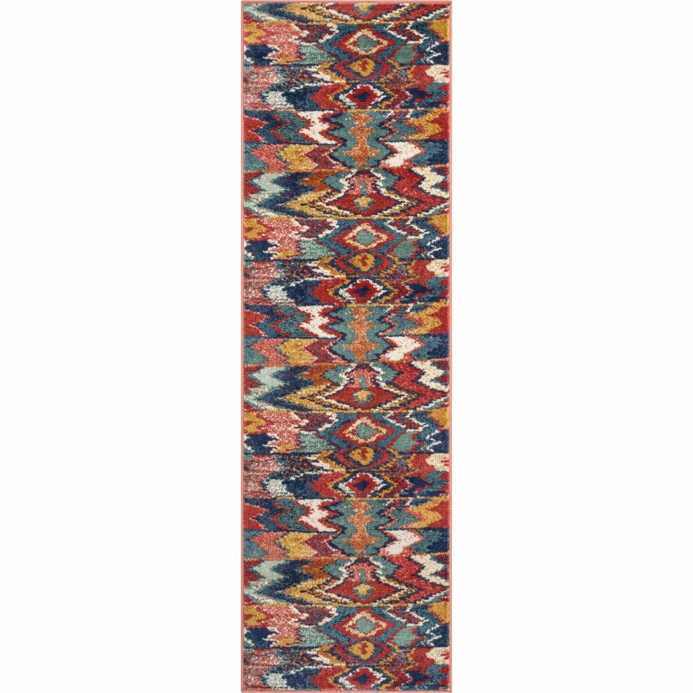 Well Woven Basalt Moroccan Geometric Waves Blue Red Distressed Rug Global 10 Well Woven Basalt Moroccan Geometric Waves Blue Red Distressed Rug Global