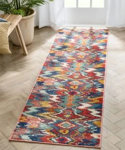 Well Woven Basalt Moroccan Geometric Waves Blue Red Distressed Rug Global 23 Well Woven Basalt Moroccan Geometric Waves Blue Red Distressed Rug Global