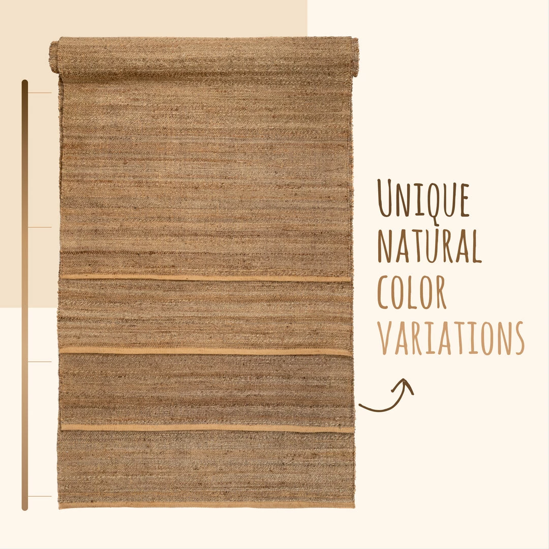 Well Woven Jute + Natural Laylani Farmhouse Jute Rug Hand-Braided Basket Weave Jute Rug Solid Pattern Natural/Gray Color 5 Well Woven Jute + Natural Laylani Farmhouse Jute Rug Hand-Braided Basket Weave Jute Rug Solid Pattern Natural/Gray Color